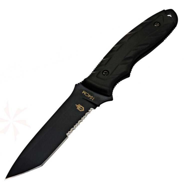 Gerber CFB Fixed Blade Knife, Tanto, Serrated, Black