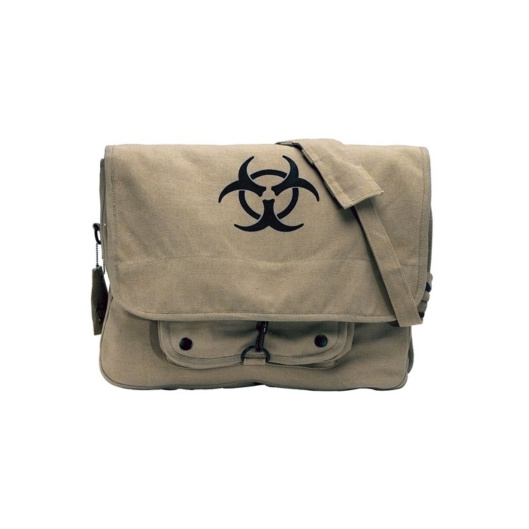 Vintage Canvas Paratrooper Bag w/ Bio-Hazard Symbole, Khaki, Rothco