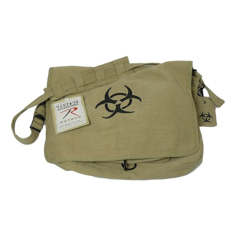 Vintage Canvas Paratrooper Bag w/ Bio-Hazard Symbole, Khaki, Rothco