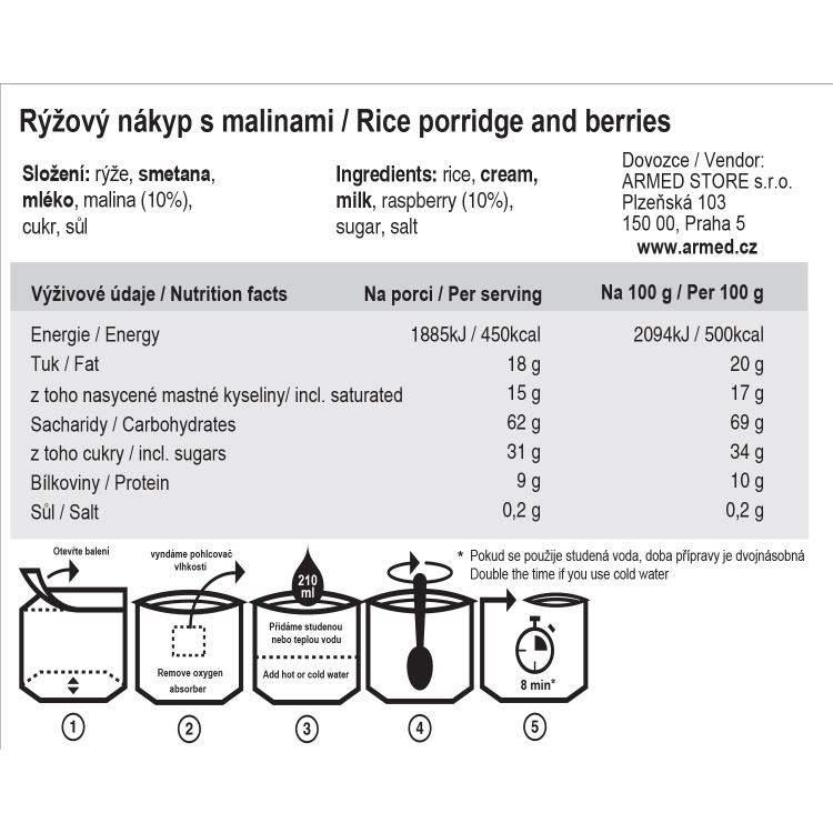 Rice Pudding and Berries, Tactical Foodpack