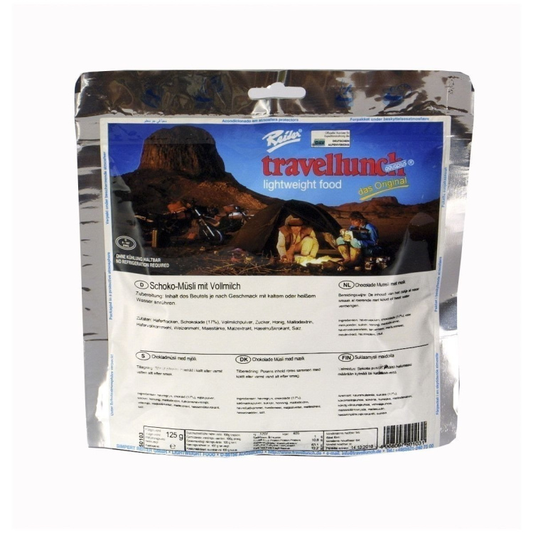 Dehydrované jídlo - čokoládové müsli s mlékem, 125 g, Travellunch